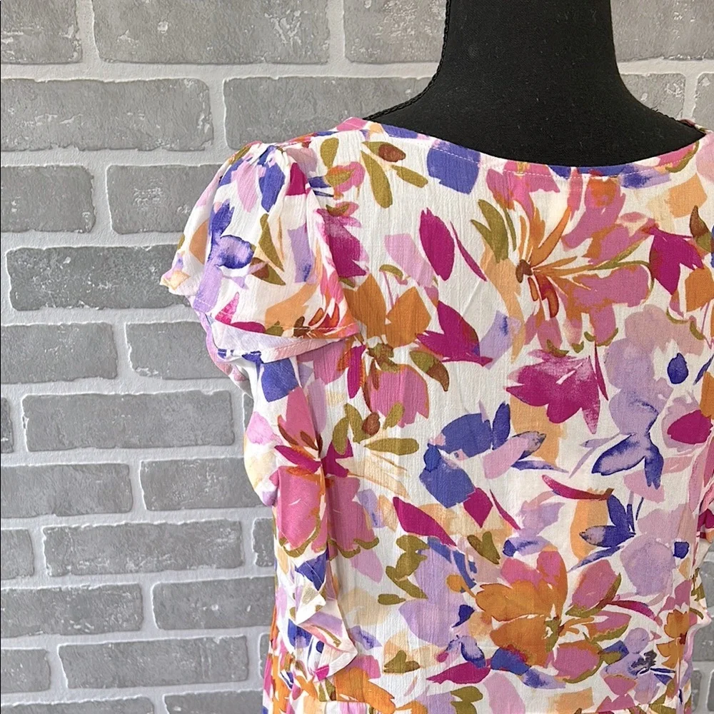 Andree by Unit Floral Flutter Sleeve Mini Dress Size L NWT Spring Boutique